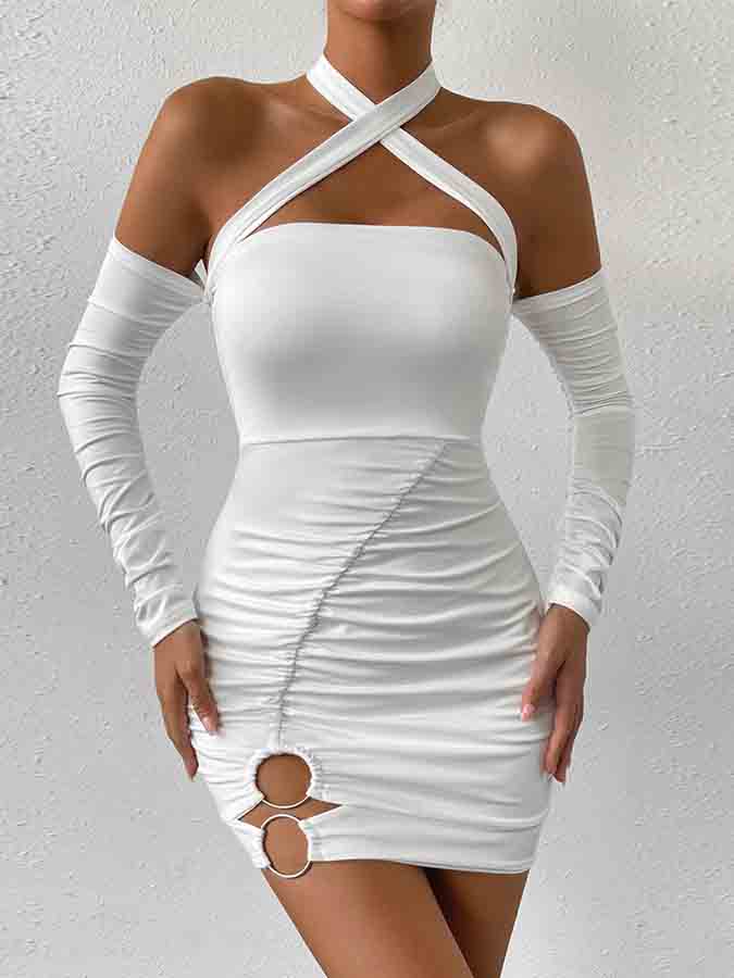White Hlater Slim Mini Dress