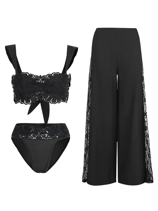 Lace Bikini Swimsuit and Lace Pants