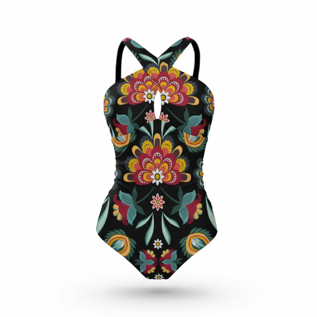 Women's Floral Crisscross Back One-Piece Swimwear