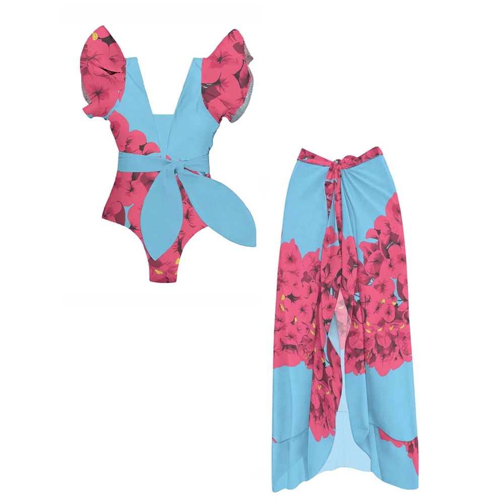 V-Neck Ruffled One-Piece Set