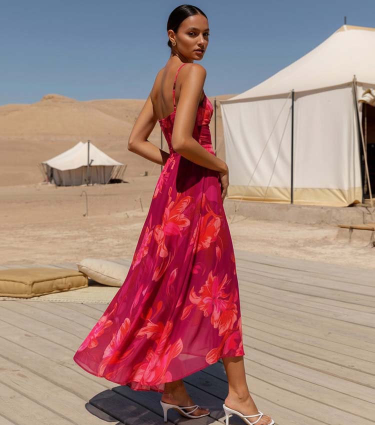 Sling Abstract Floral Print One Piece and Skirt