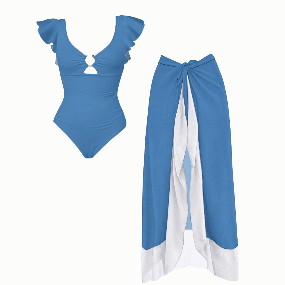 Ruffled Sleeve One-Piece Set