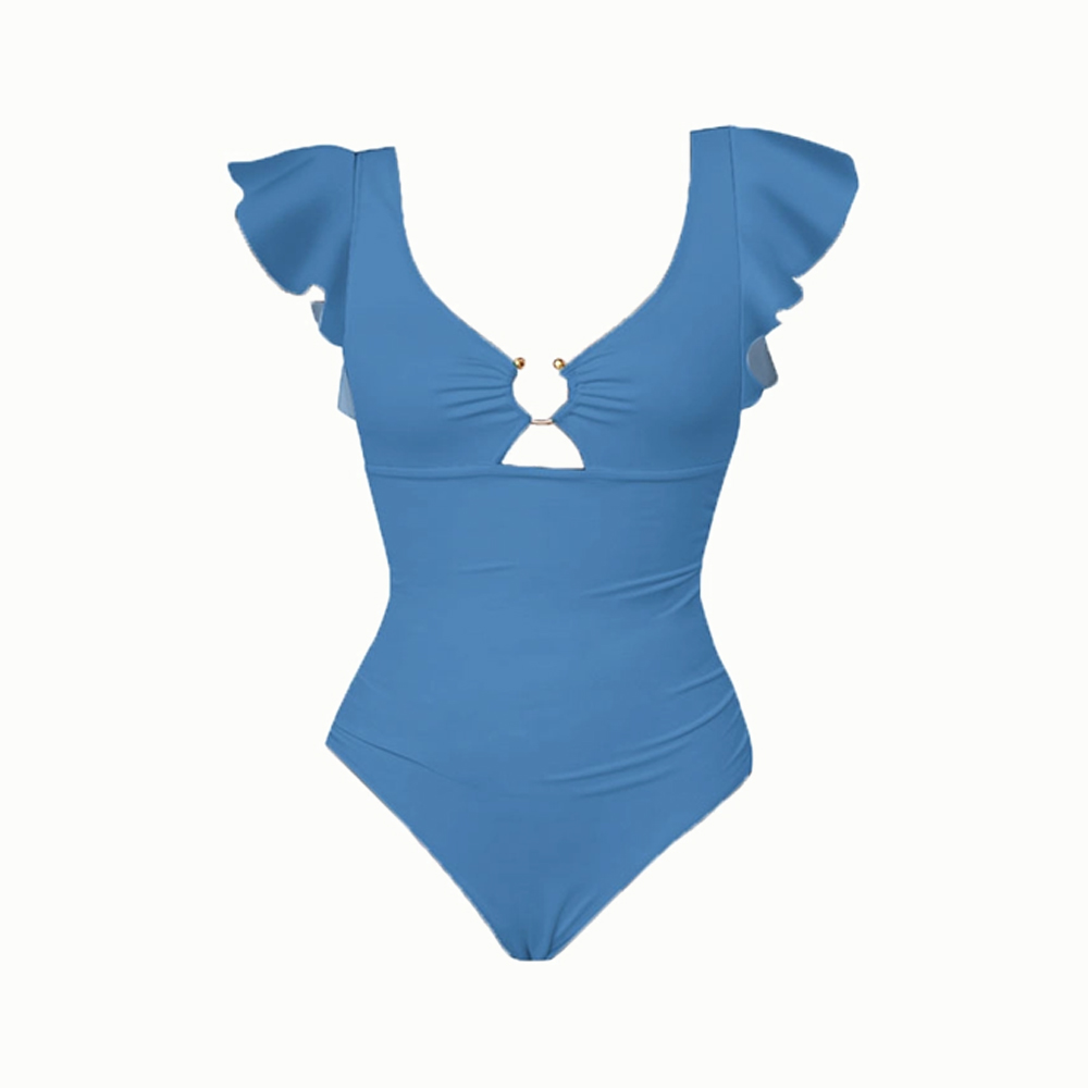 Ruffled Sleeve One-Piece Set