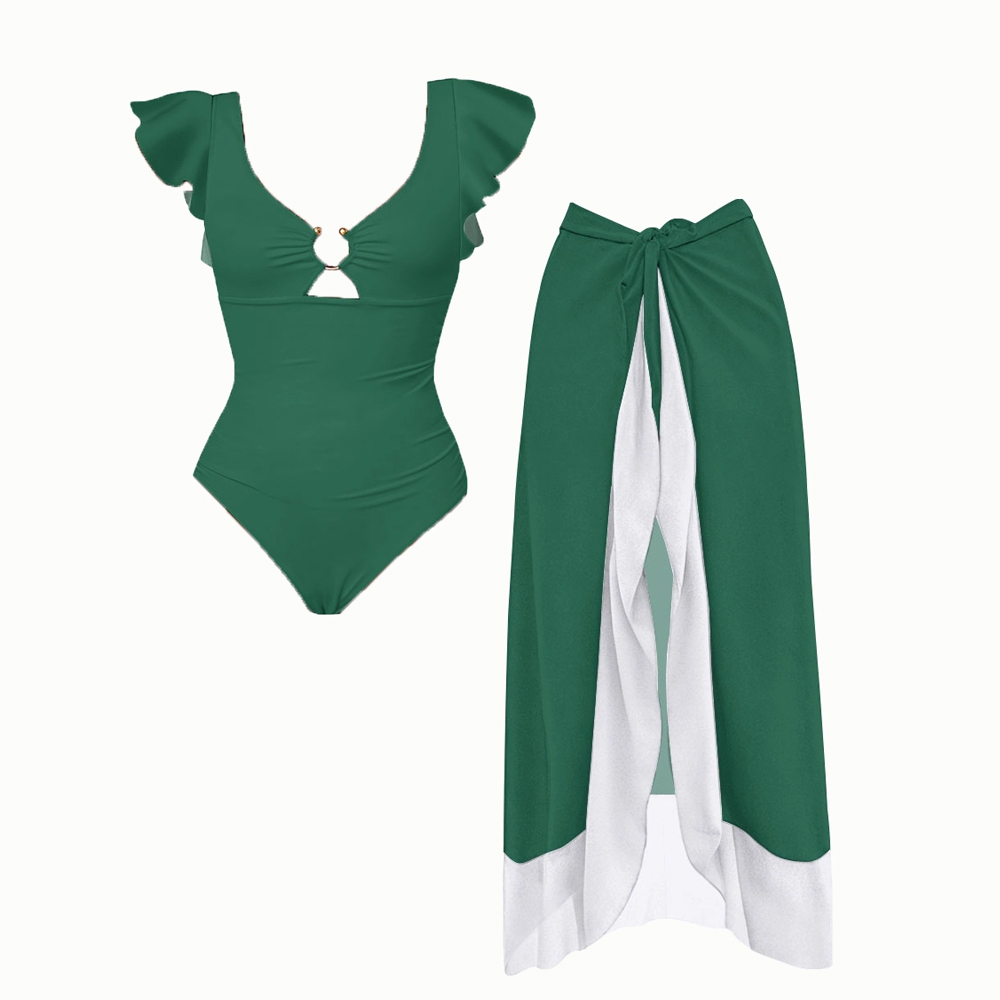 Ruffled Sleeve One-Piece Set