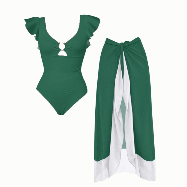 Ruffled Sleeve One-Piece Set