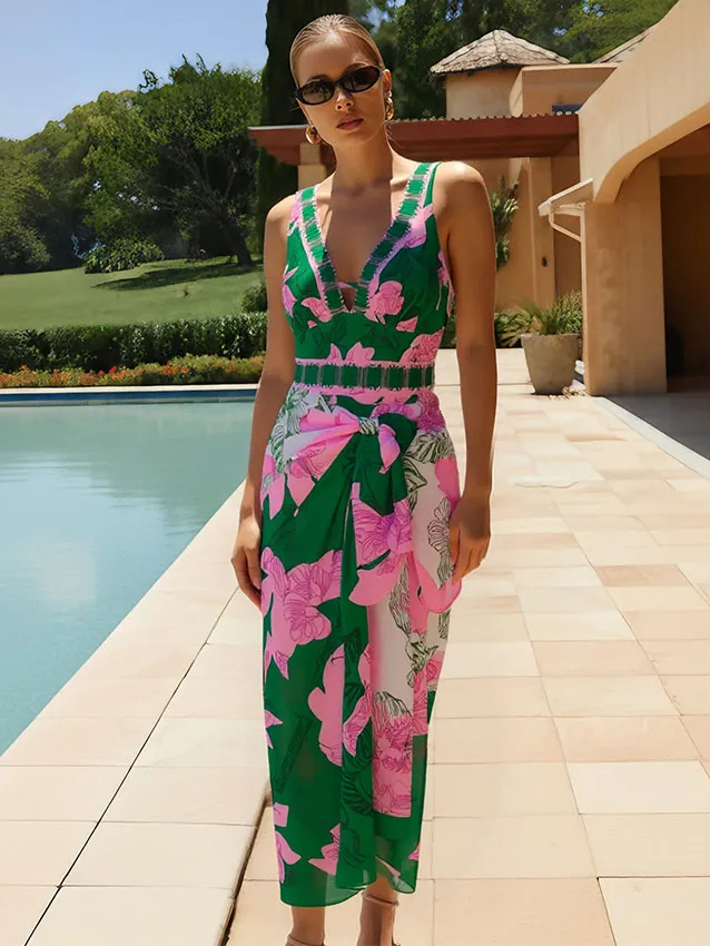 V Neck Printed Swimsuit Set(s)