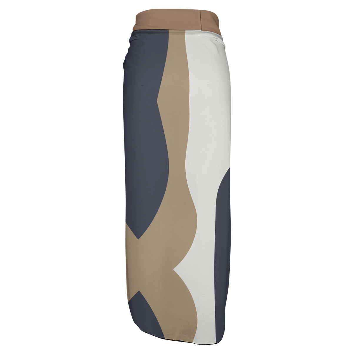 Modern Abstract Geometric One-Piece Swimsuit with Wrap Sarong Skirt