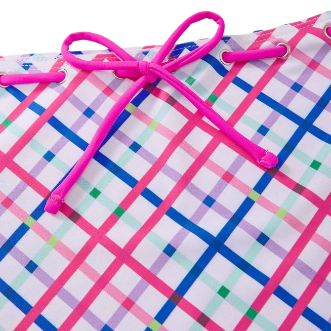 Women's Plaid Print One-Piece Swimsuit and Matching Skirt