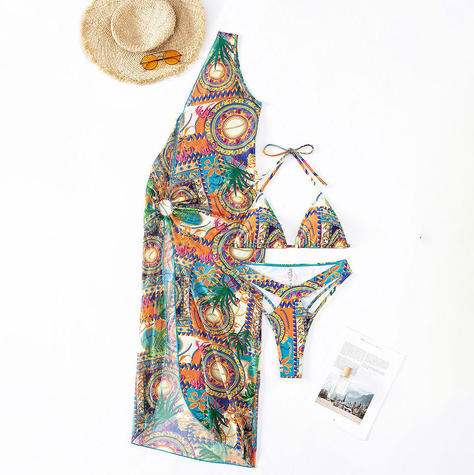 Women's Vintage Print Sexy Bikini 3-Piece Set