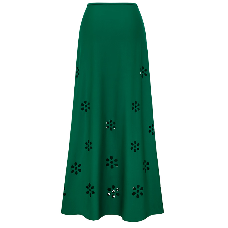 Women's Green Stylish & Sexy Cut-Out Swimsuit Set with Skirt