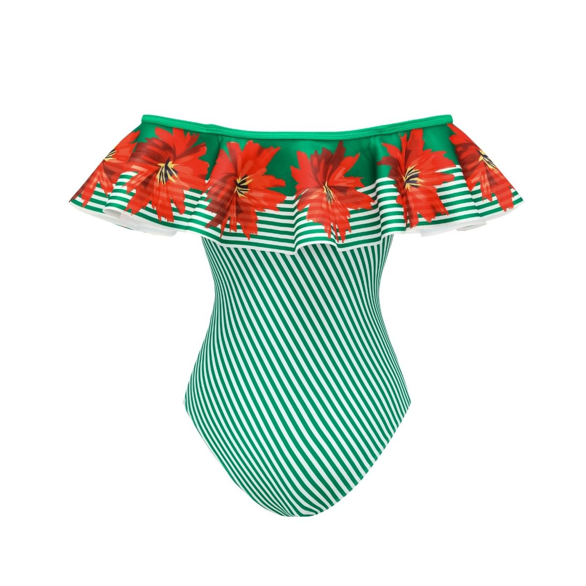 Green Stripe & Floral One-Piece Set