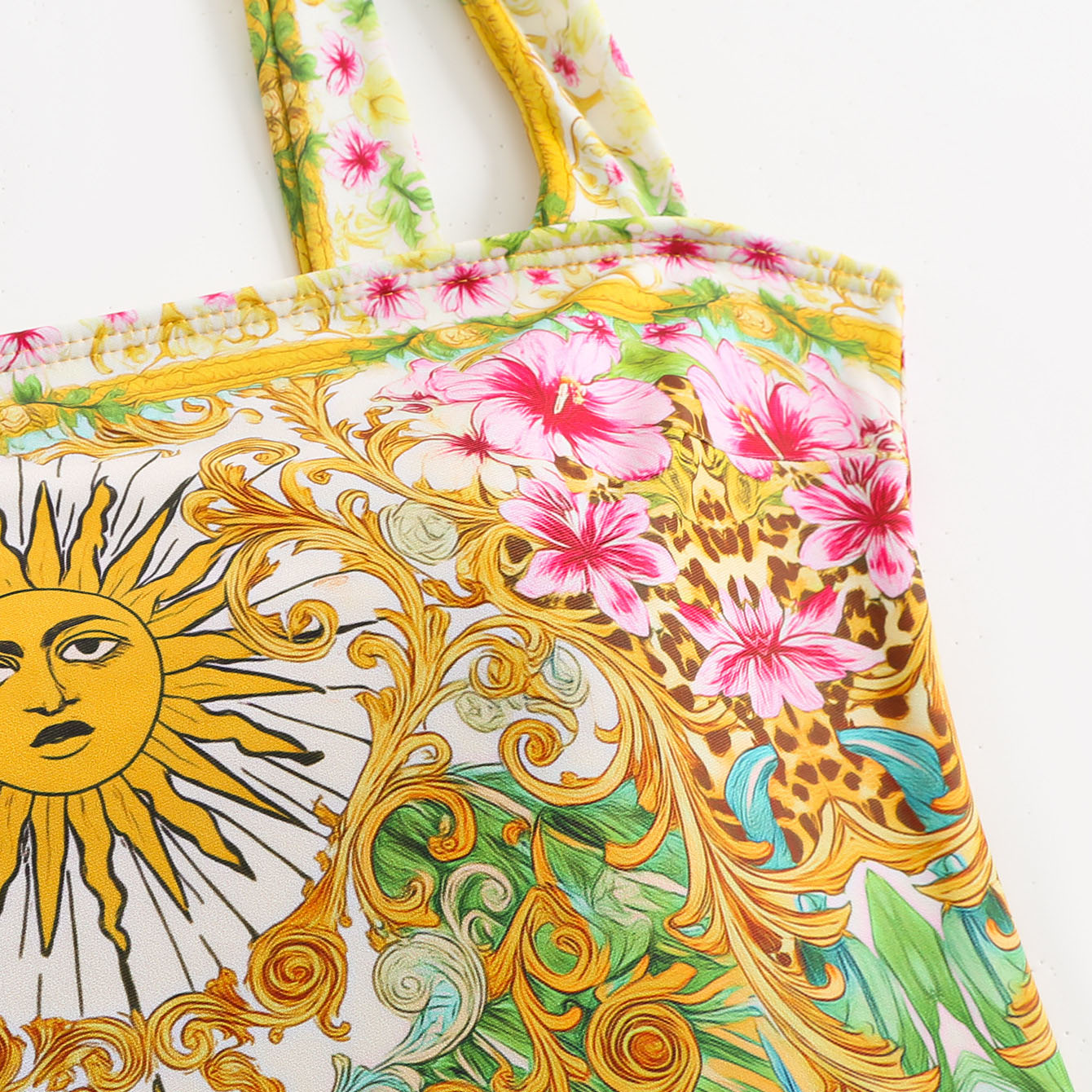 Women's Vintage Sun Print One-Piece Swimsuit and Matching Maxi Skirt