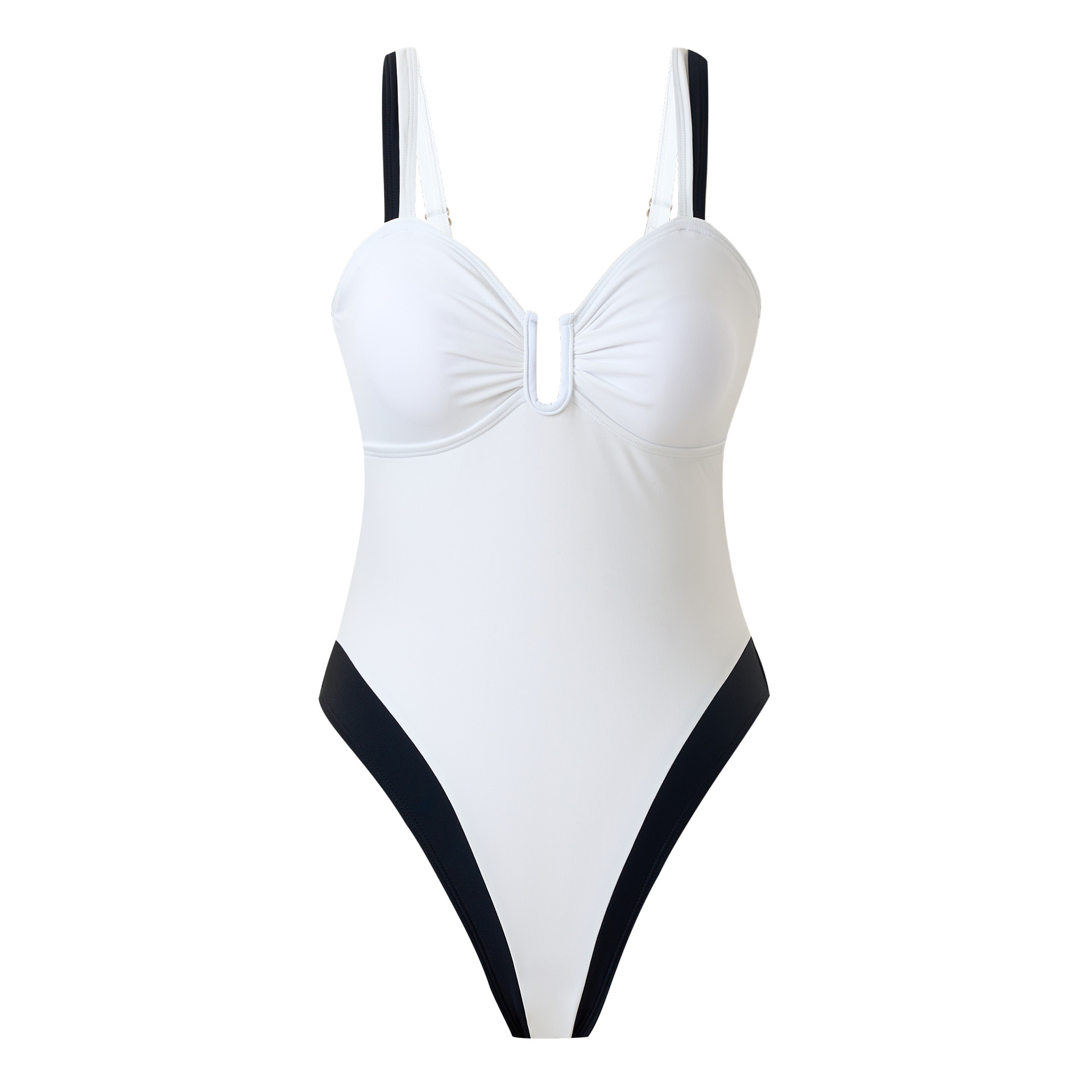 Women's Bestselling Sexy Black and White Color-Block One-Piece Swimsuit