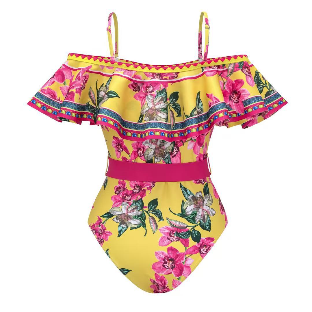 Women's Fashion Sexy One-Piece Swimsuit with Chiffon Cover-Up Set