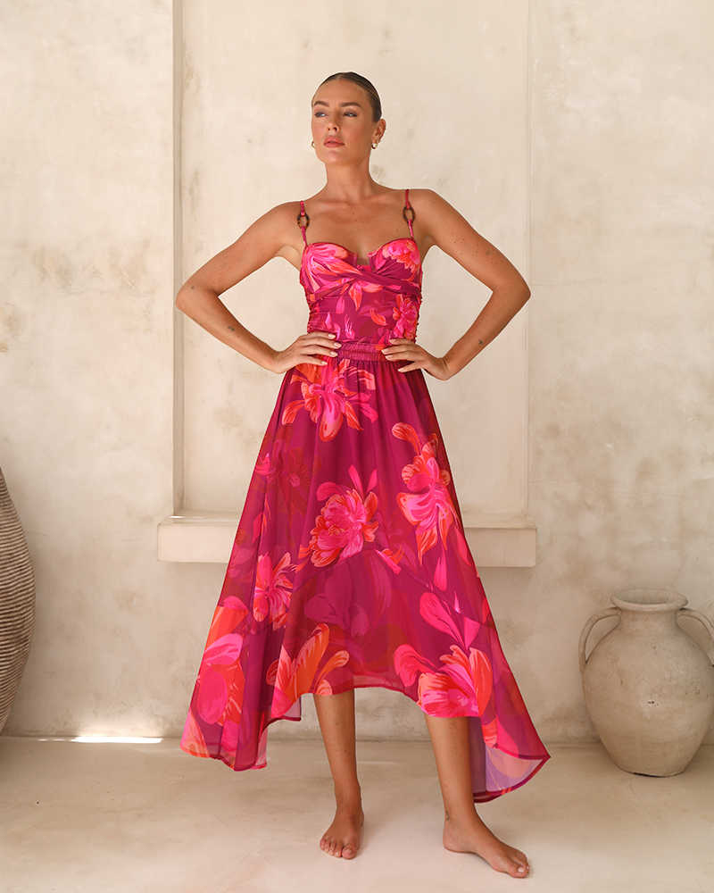 Sling Abstract Floral Print One Piece and Skirt