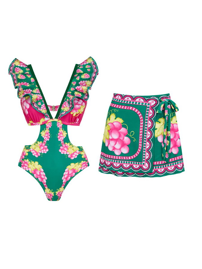Grecian Grapefruit One Shoulder Swimsuit main image 1