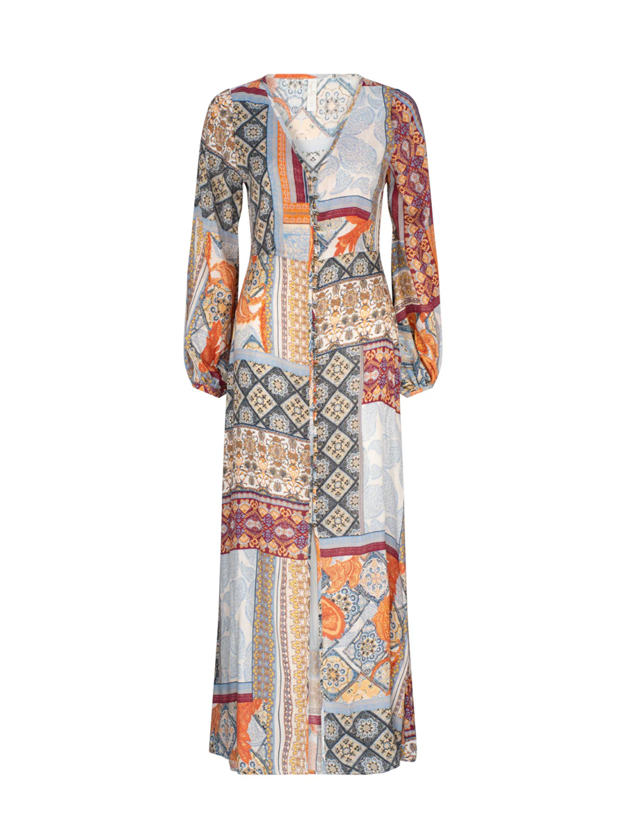 Retro Print Bikini And Beach Dress