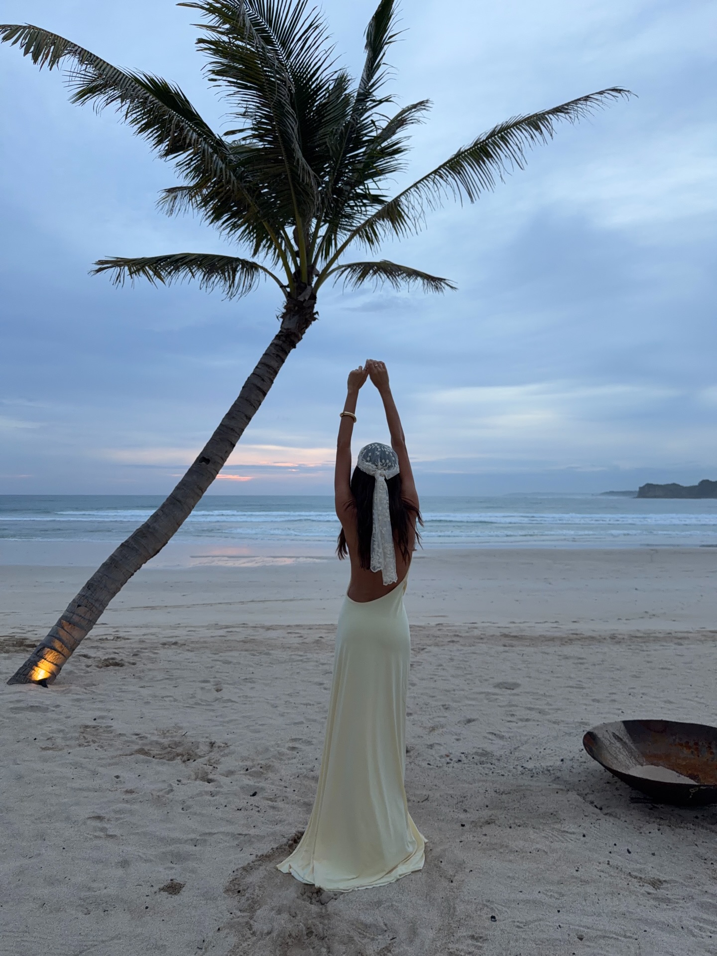 Cream Yellow Halter Twist Cutout One-Piece Dress