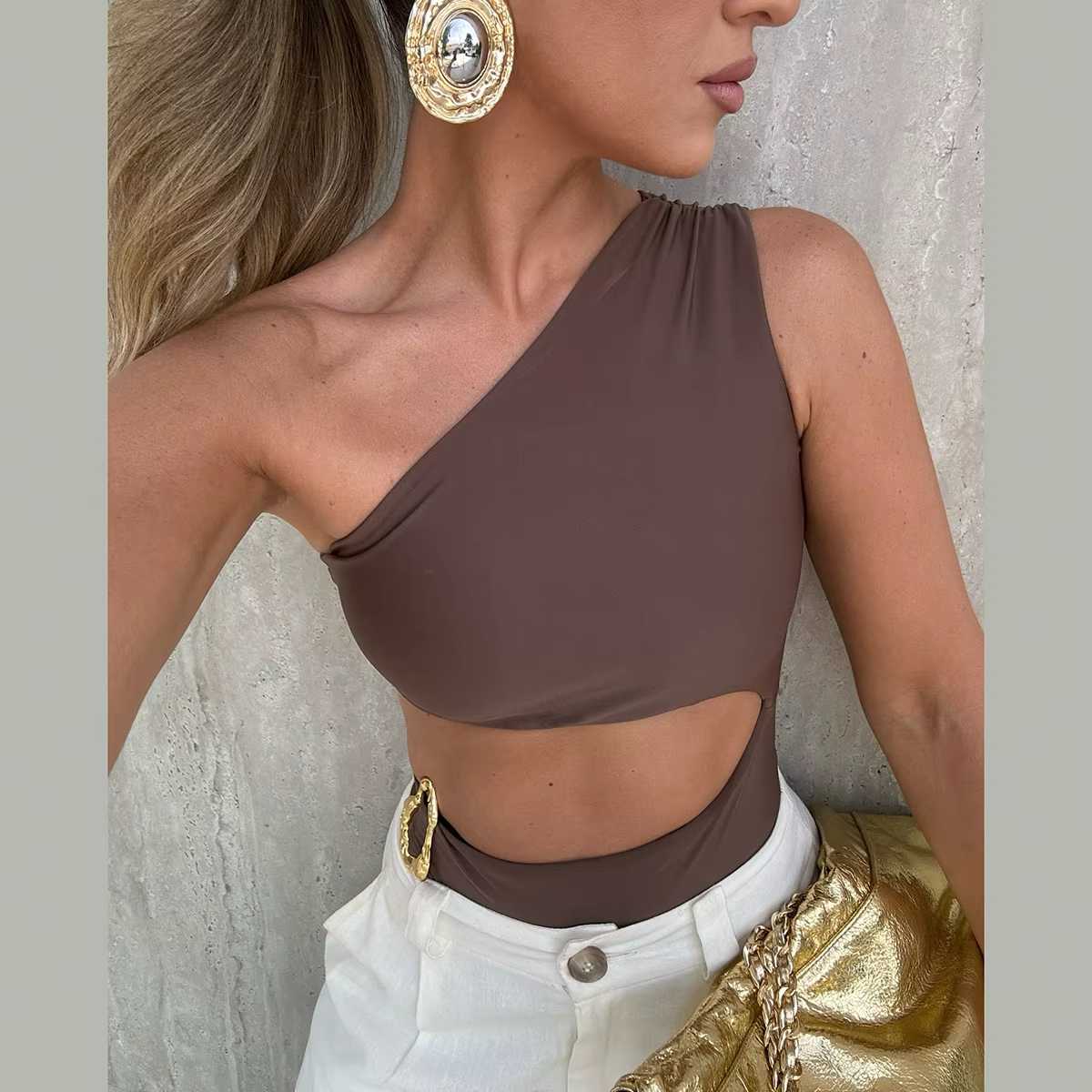 One Shoulder High Waist Monokini