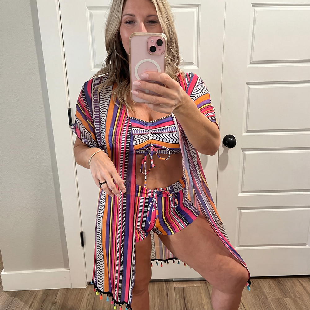  Color-Block Stripe Bikini