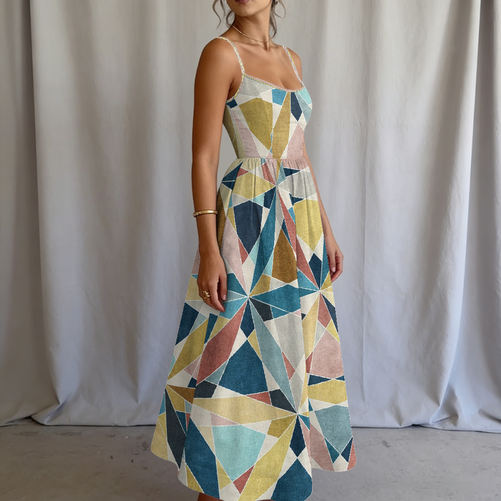 Women's Pastel Starburst Printed Slip Dress