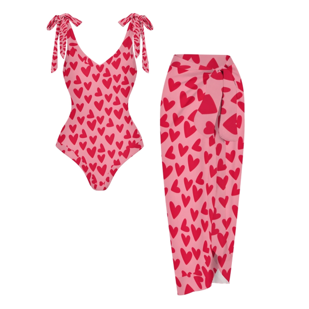 Heart Print One Piece Set