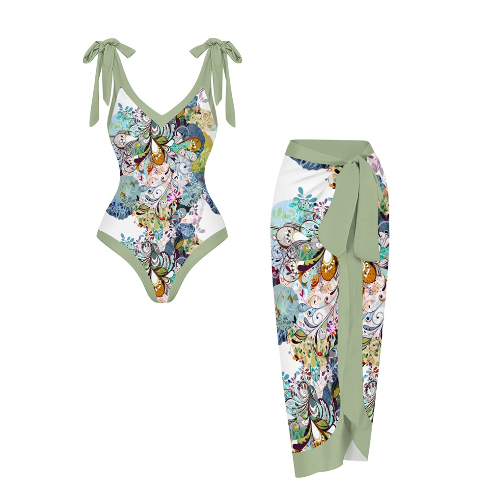 Women's Summer Resort Swimwear Set for Women Floral Paisley One Piece 