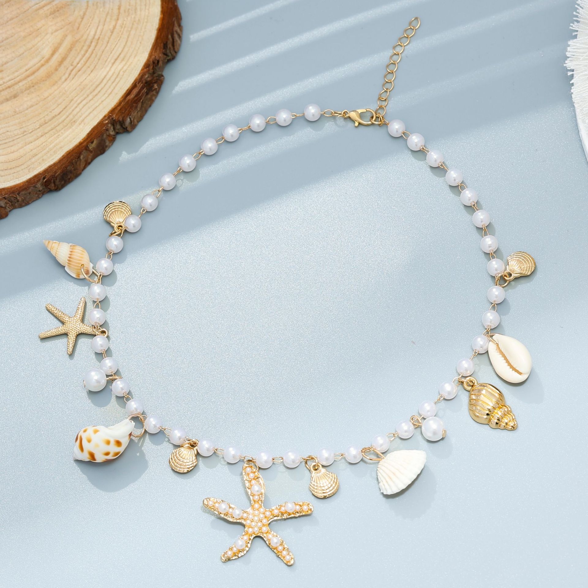 Ocean Style Shell Starfish Pearl Pendant Beach Jewelry