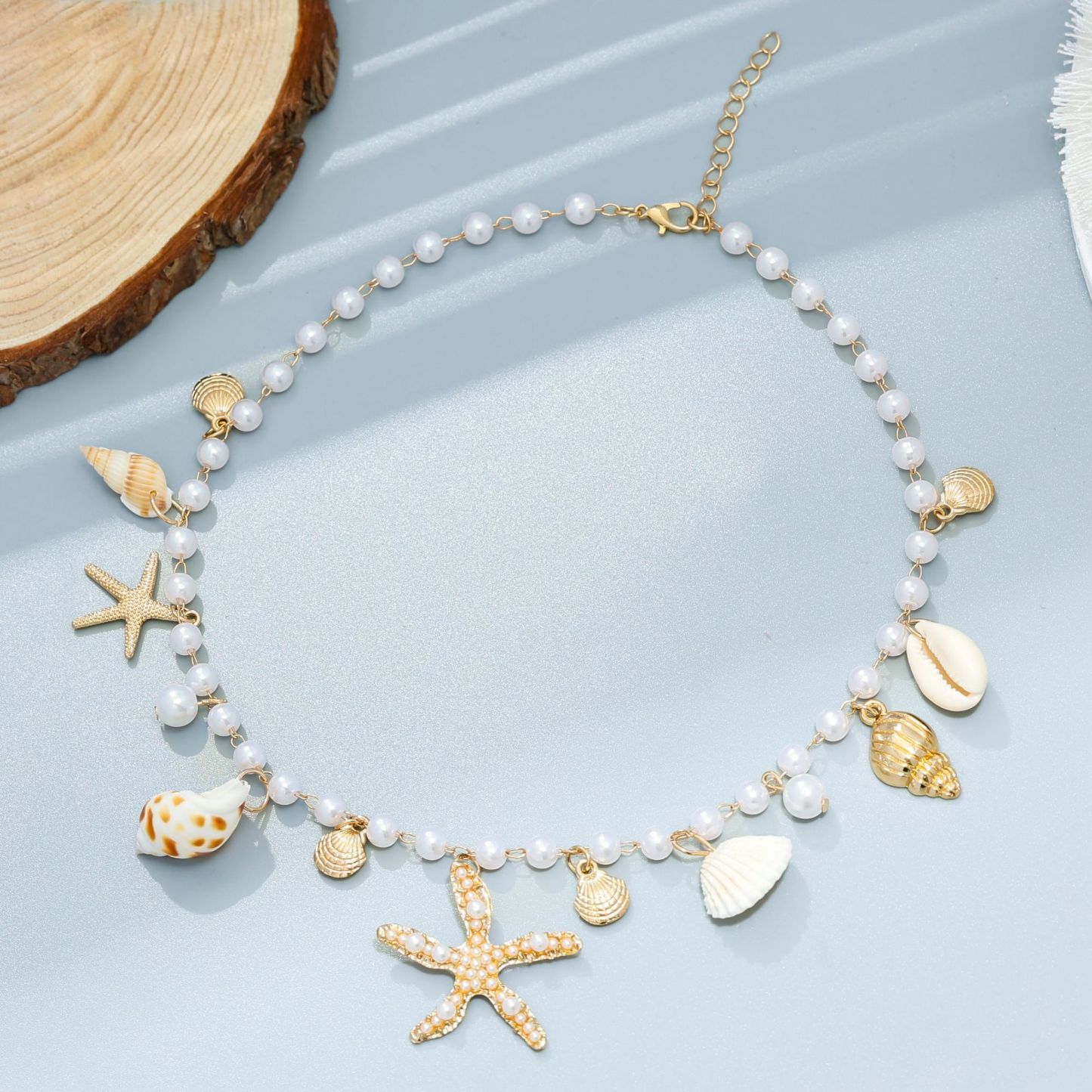 Ocean Style Shell Starfish Pearl Pendant Beach Jewelry