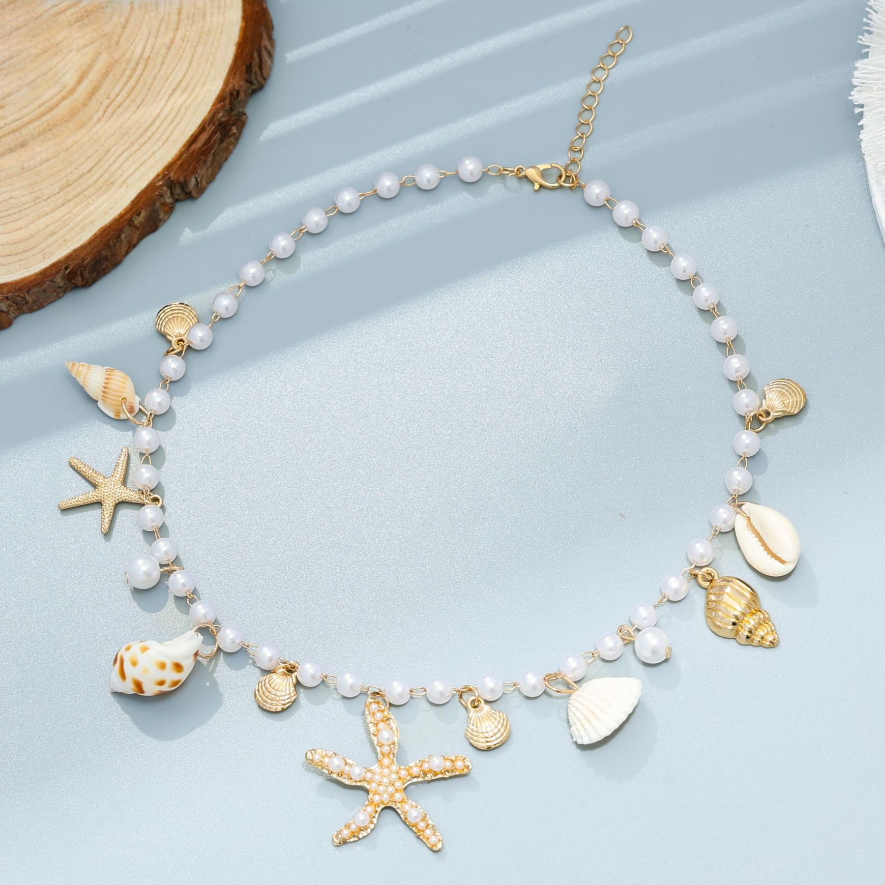 Ocean Style Shell Starfish Pearl Pendant Beach Jewelry