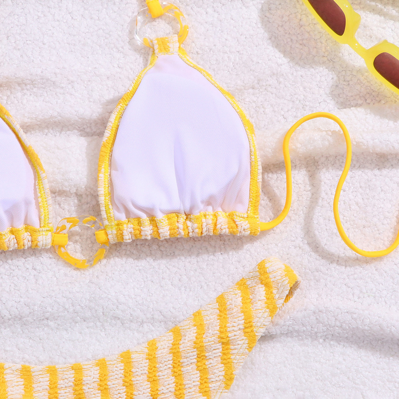 Women's Striped Color-Block 3-Piece Set Two-Piece Swimsuit with Skirt