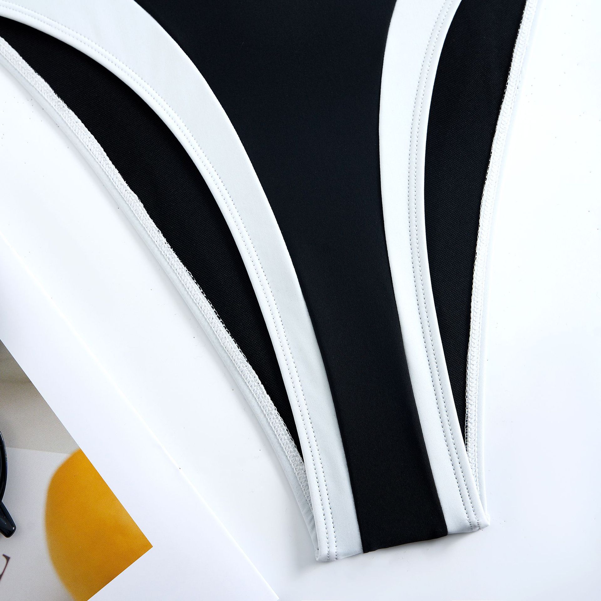 Women's Bestselling Sexy Black and White Color-Block One-Piece Swimsuit