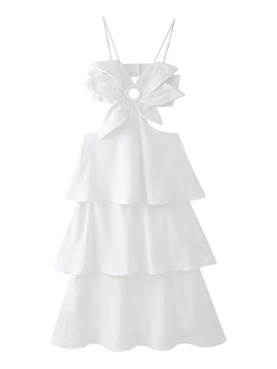 3D Flower Layered Sleeveless Suspender Dress