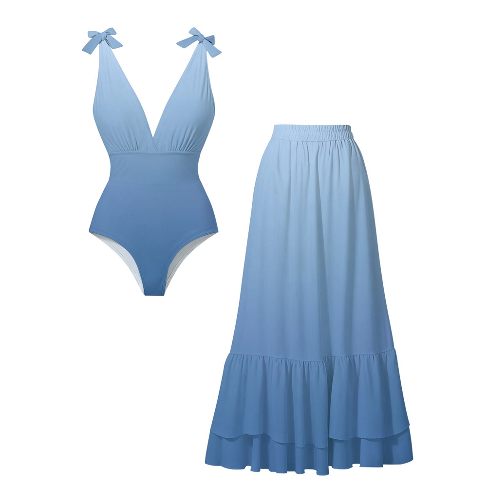 Sky Blue Gradient One-Piece Set