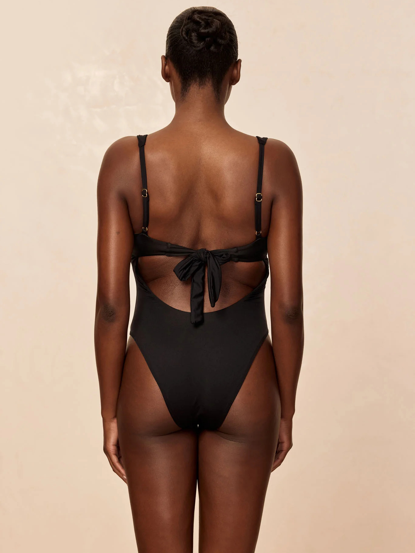 Black & White Color Block Back Tie Swimsuit