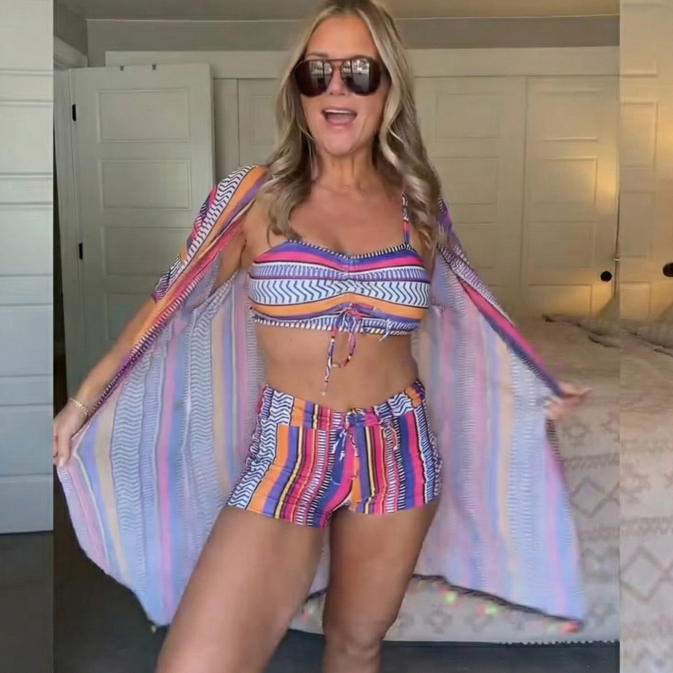  Color-Block Stripe Bikini