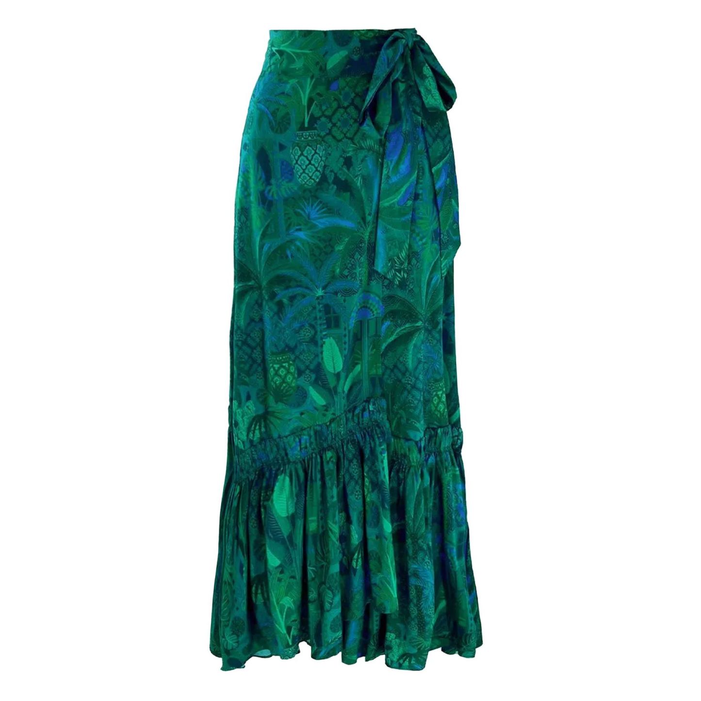 Women's One-Shoulder Ruffle Top with Butterfly Print Two-Piece Swimsuit High Wasted with Skirt