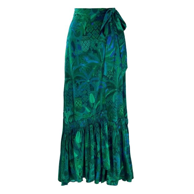 Women's One-Shoulder Ruffle Top with Butterfly Print Two-Piece Swimsuit High Wasted with Skirt