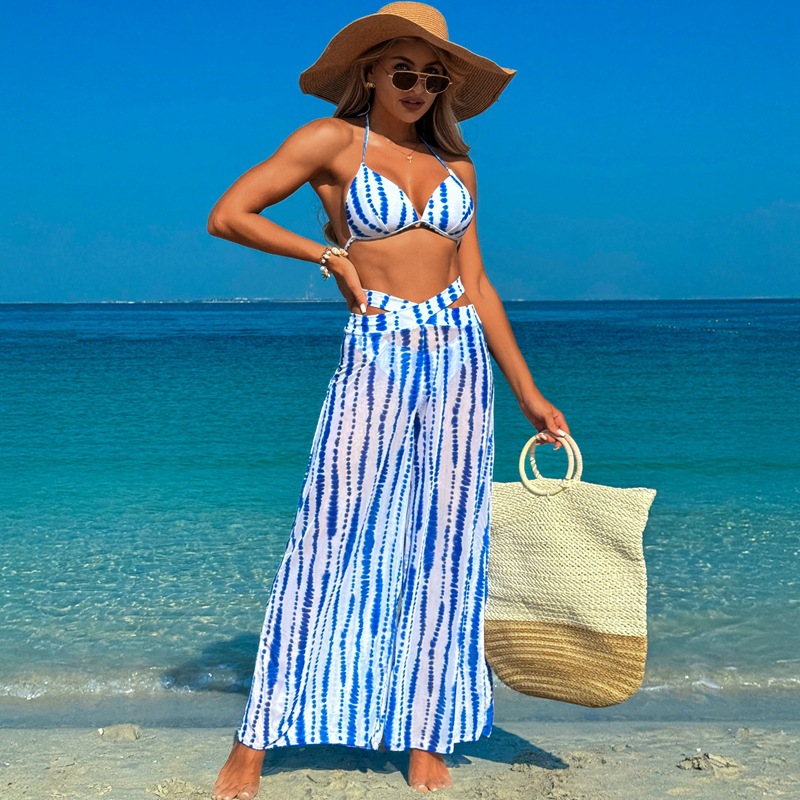 Women's Blue Polka Dot and Stripe 3-Piece Set