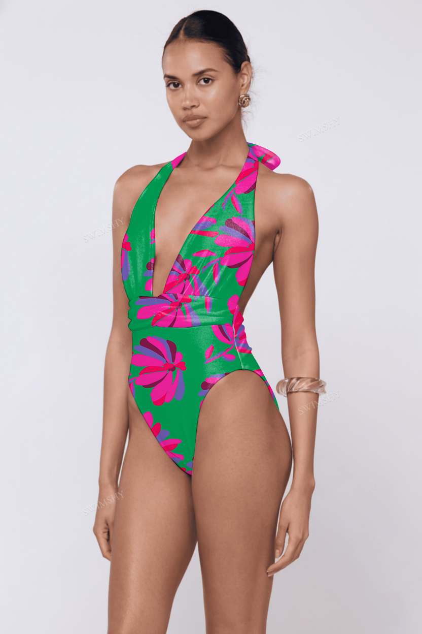 Jungle Bloom Halter One-Piece