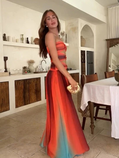 Printed Off-Shoulder Maxi Dress