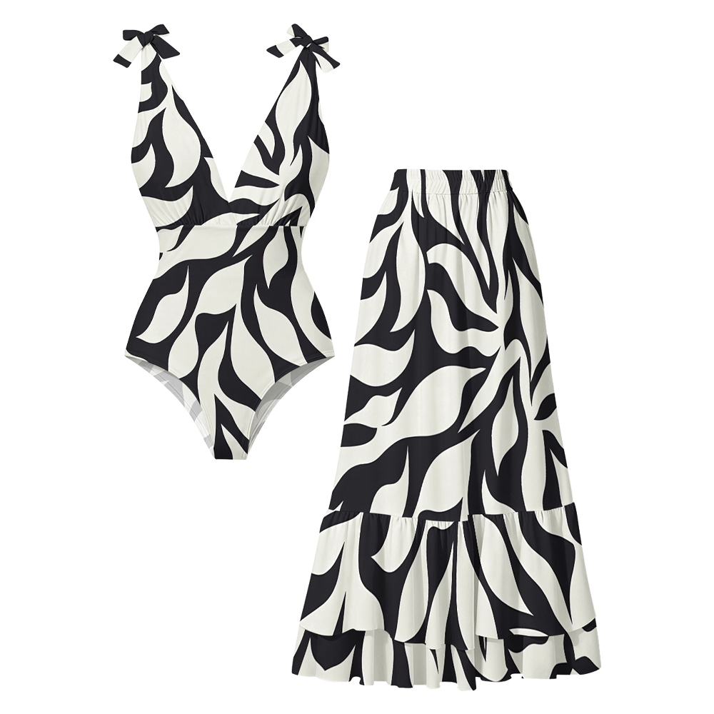 Artistic Geometric Wave One Piece Set