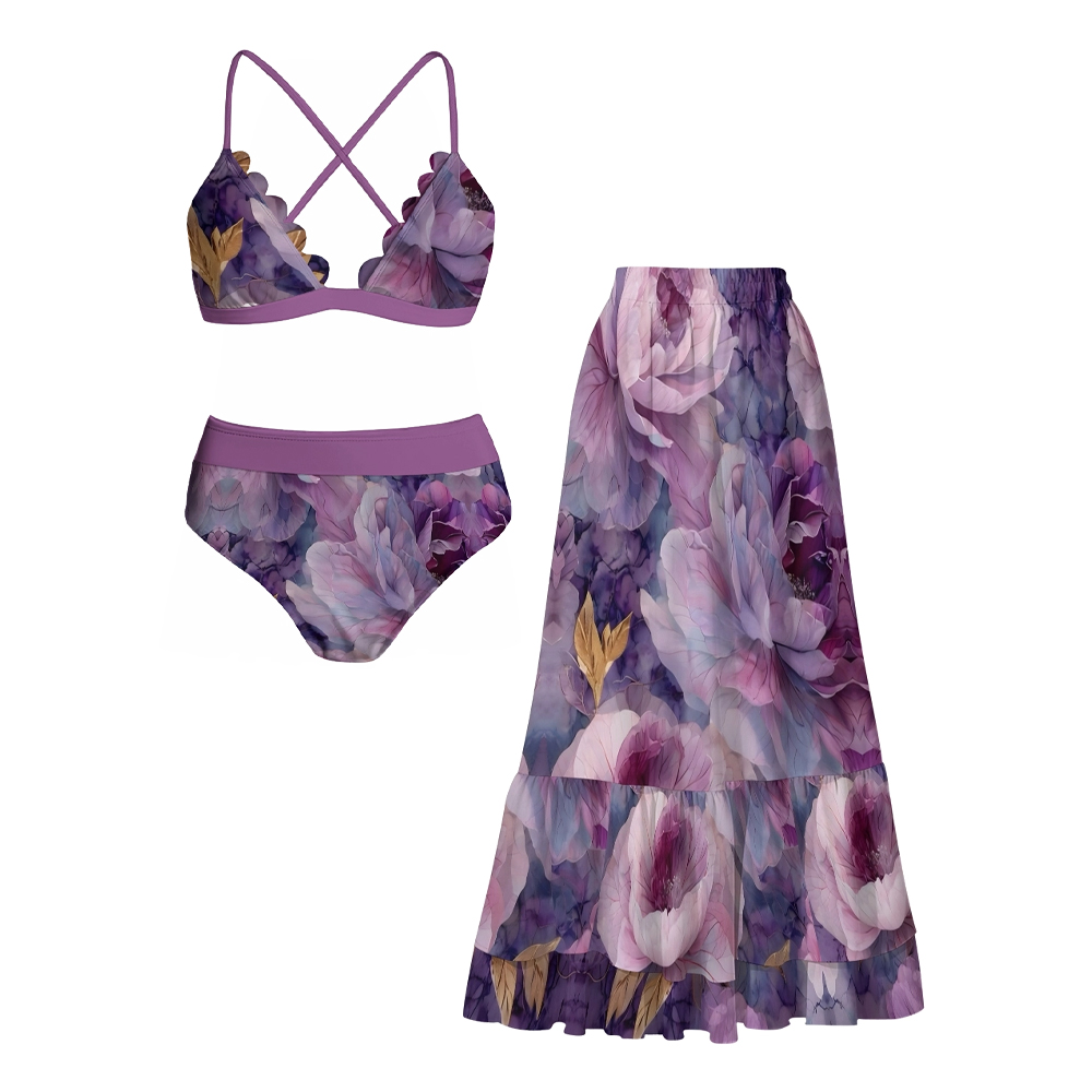 Artistic Floral Crisscross Bikini Set