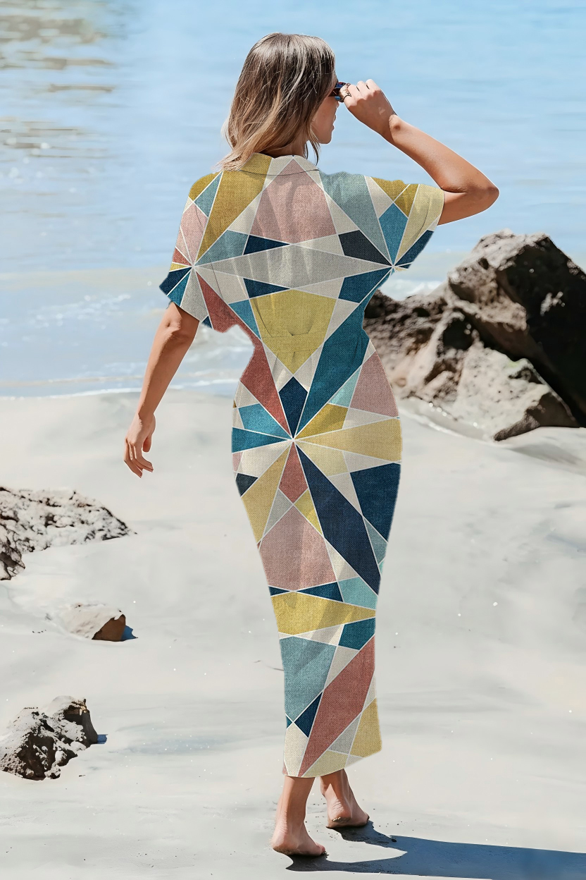 Retro Starburst Geo Maxi Dress