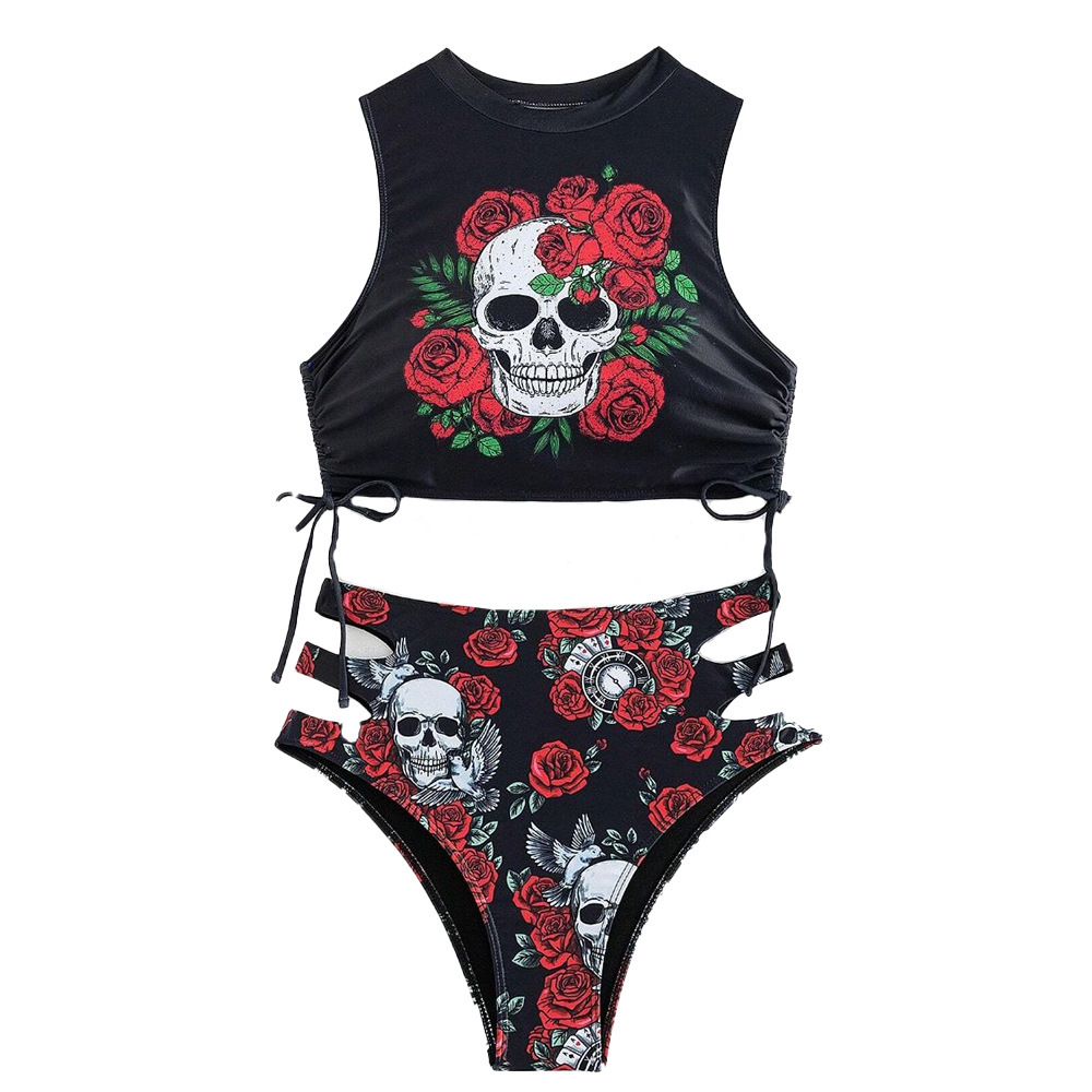 Floral Skull Fitted Bikini