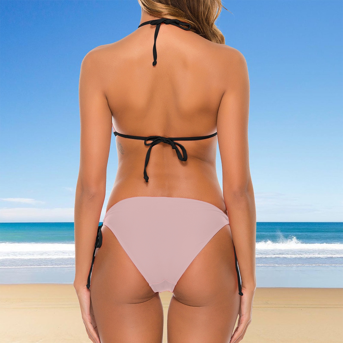 Women's Bikini Set with Black Trim and Tie Side Bottoms
