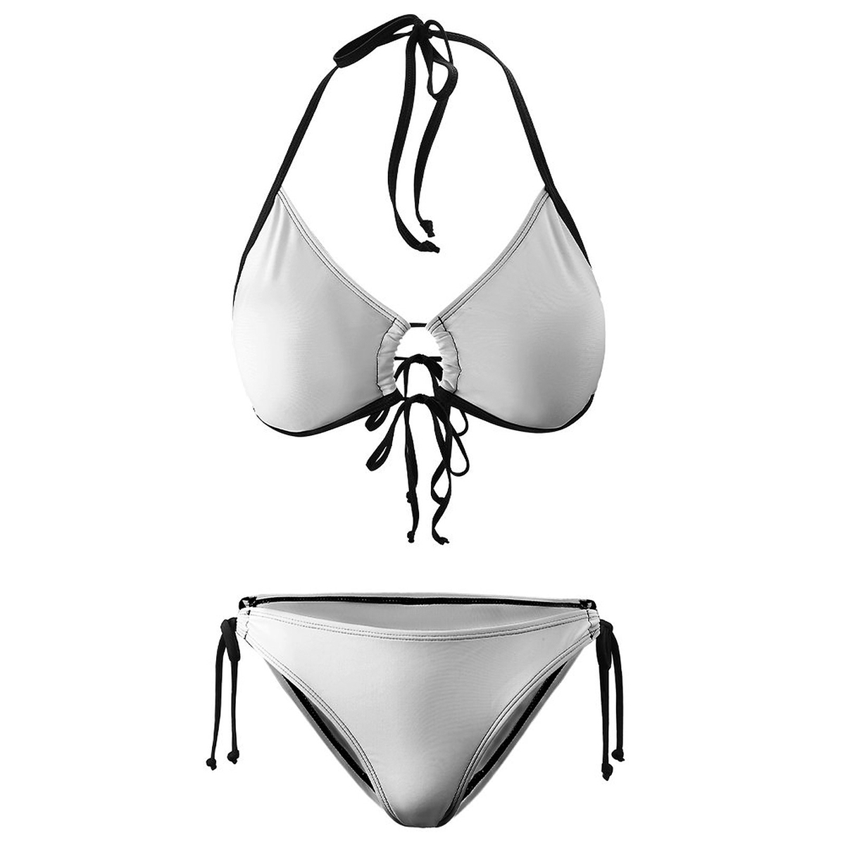 Women's Bikini Set with Black Trim and Tie Side Bottoms