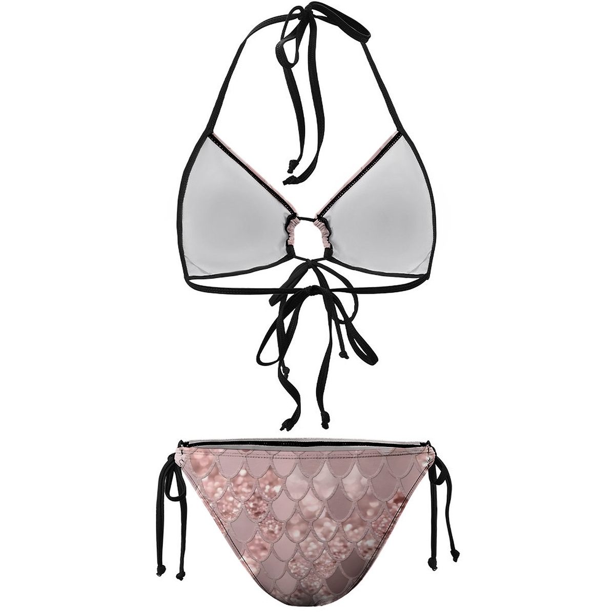 Two Piece Bikini Set for Women Ocean Fantasy Theme with Tie Front and Side Tie Bottoms