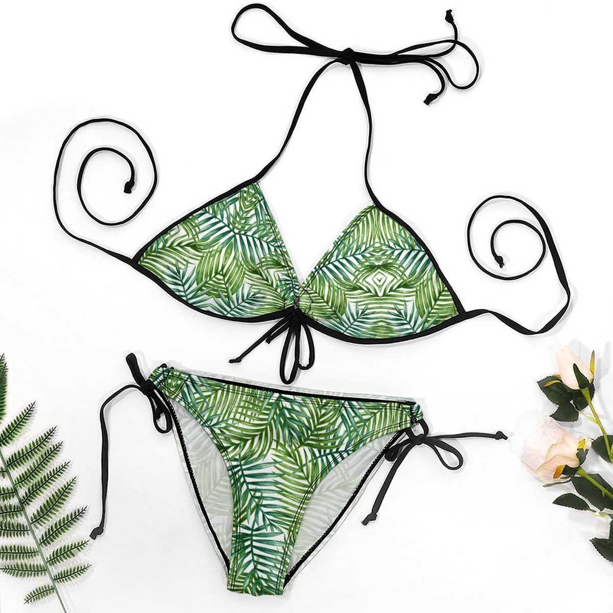 Women's Resort Style Bikini Tropical Forest Design Two Piece Swimwear
