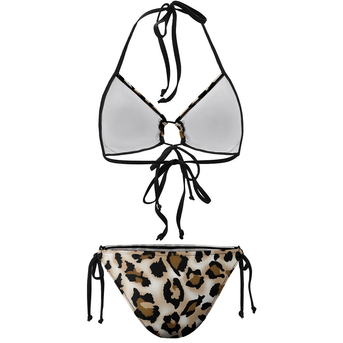 Women's Leopard Print Bikini Set Classic Animal Pattern with Tie Side Bottoms